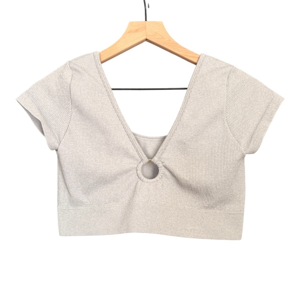 American Eagle Cropped Gray Ribbed Women's Top